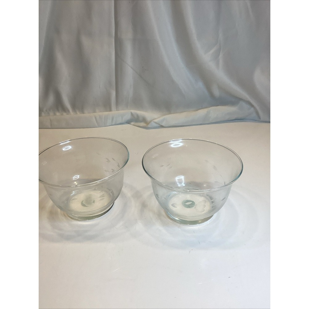 Princess House Heritage Bowl 5" Wide 3" High Floral Design Set Of 2 New